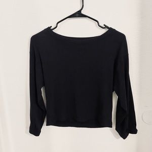 Wilfred (Aritzia) Black Loose Fit Ribbed Top XXS